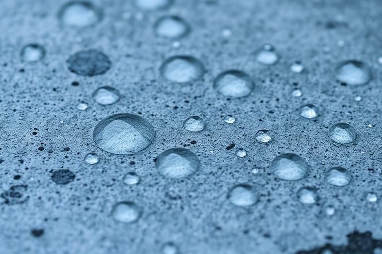 Gotas de água sobre superfície impermeabilizada